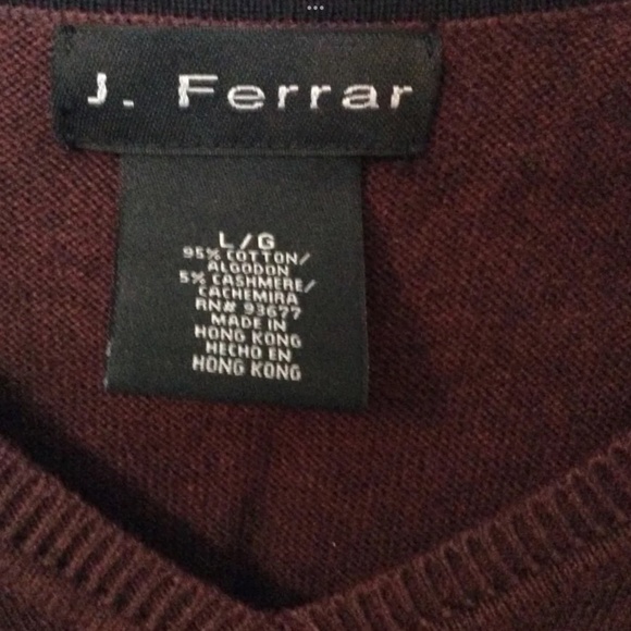 J. FERRAR ARGYLE VNECK SWEATER MAROON BURGUNDY AND BLACK ONLY WORN ONCE SZ L - Picture 2 of 3